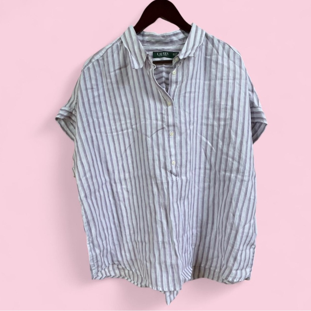 NWT Lauren by Ralph Lauren Women's Striped 4 buttons shirt